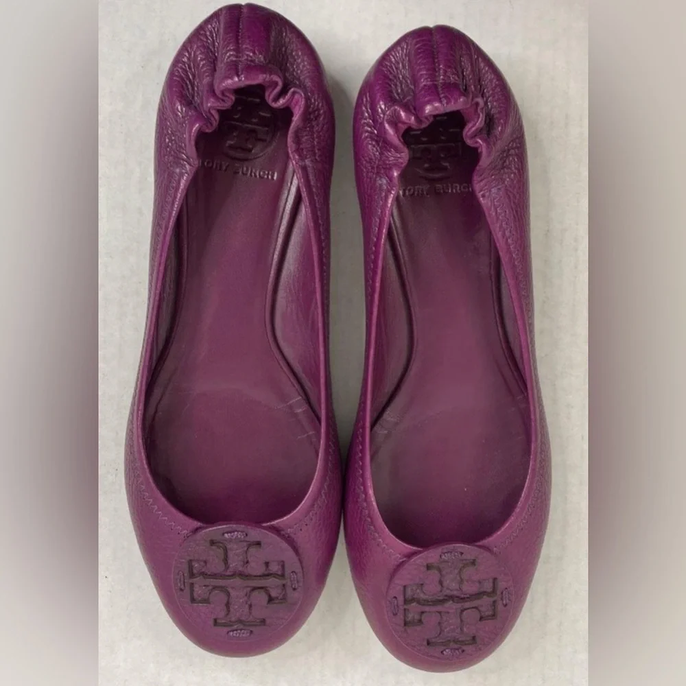 TORY BURCH Purple Leather Reva Ballet Flats Size 8